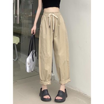 夏季薄款褲子女2024新款爆款休閑褲寬松bf慵懶風小個子九分山本褲