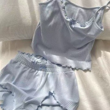 ✨精選好物✨新款慵懶帶胸墊內搭花邊吊帶睡衣女夏季新款甜美居家服 睡衣套裝 帶胸墊睡衣女 家居服 吊帶 睡衣女 家居服