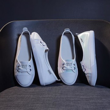 真皮淺口小白鞋女2024新款夏季透氣韓版孕婦百搭平底一腳蹬懶人鞋