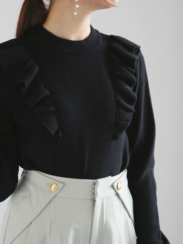 浪漫荷葉褶邊造型針織上衣(FC41L2C0380) - Te chichi