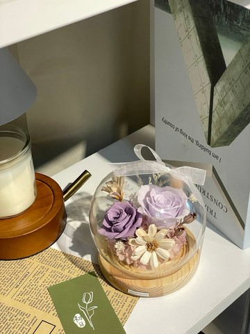 【客製化】永生玻璃鐘罩 永生花禮 初日花藝