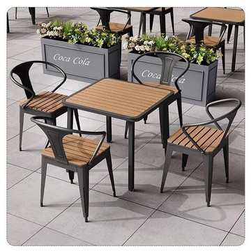 【台灣公司 可打統編】戶外塑木桌椅庭院防腐木室外休閑餐桌花園露天陽臺咖啡廳桌椅組合 b7241