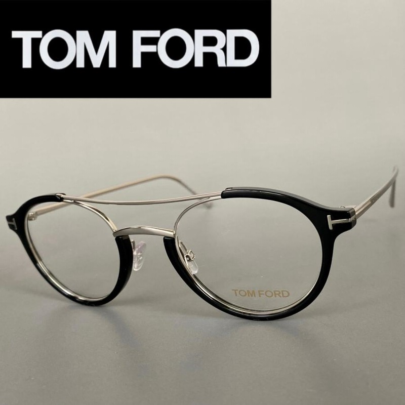 メガネ トムフォード TOM FORD ブラック シルバー ラウンド 眼鏡