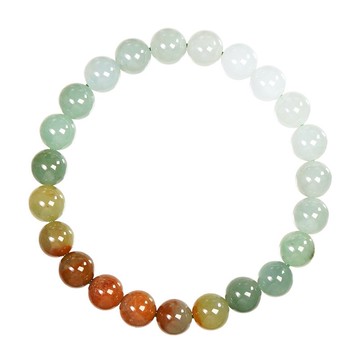 【正佳珠寶】翡翠 高品三彩 彩虹漸層 7.4-7.8mm 天然A貨翡翠手珠