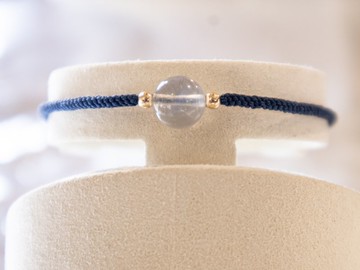 925 SILVER 9-9.5mm月亮石全手工編織幸運手繩。可自由調節