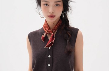 【 一束山茶】法式復古/格紋小方巾/禮物