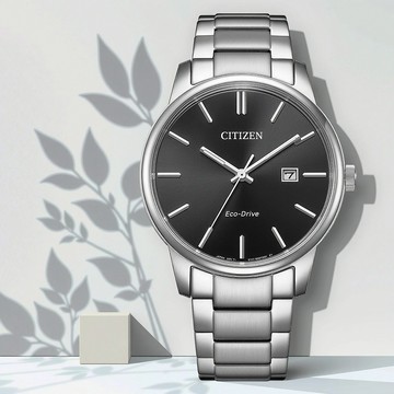 CITIZEN 星辰 光動能簡約手錶-銀x黑/40mm BM6978-93E