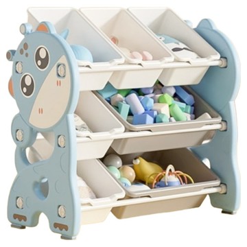 lilikoko 哩哩摳摳 萌鹿鐵桿收納架 組合2  3層  雀羽藍