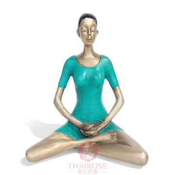 泰國工藝品瑜伽銅人擺件 現代創意個性家居裝飾品 歐式美式小擺設1入