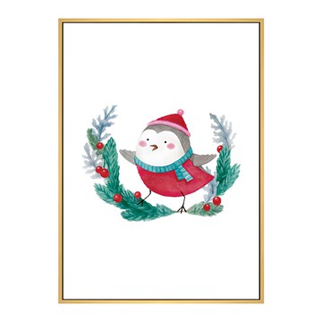 給予祝福的小鳥 油畫布+松木內框  40 x 30cm  木色