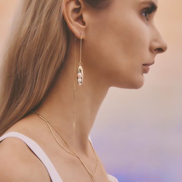 Multiverse - 時空旅行珍珠長耳線-厚鍍18K金