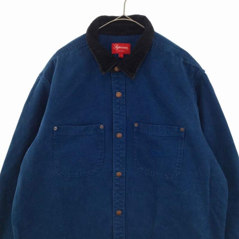 Supreme Script Canvas Snap Shirt Blue XL