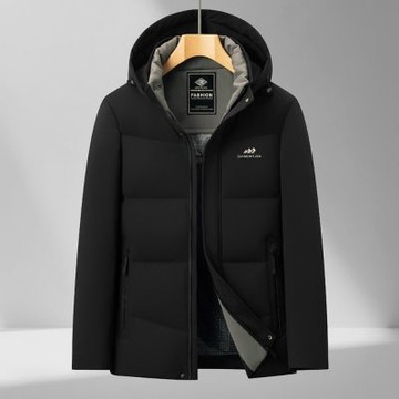 【米蘭精品】現貨+預購 頂級真羽絨外套90%鴨絨羽絨衣秋冬上衣大碼休閒男裝-連帽牛奶絲休閒中長2色74mt104