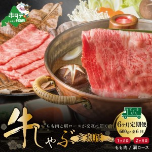  黒毛和牛 別海和牛 1・3・5カ月目 モモ 肉 600g 2・4・6か月目 肩ロース 600g 全 6回 しゃぶしゃぶ用（ しゃぶしゃぶ 牛肉 モモ肉 肩ロース セット 黒毛和牛 和牛 別海和牛 北海道 別海町 人気 ふるさと納税 ）