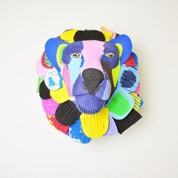 海廢動物_彩虹獅子頭_壁飾 掛飾 擺飾_公平貿易