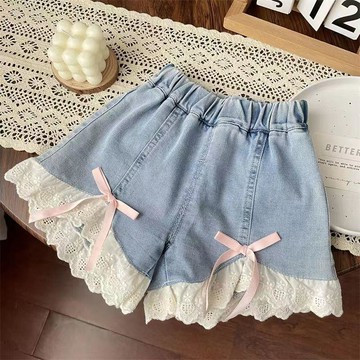 🎀biubiu童裝🎀女童花邊牛仔短褲夏裝新款兒童時尚寬鬆休閒褲洋氣女寶寶褲子