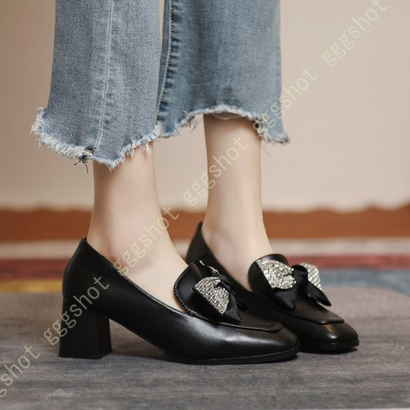 レディース パンプス 痛くない ビッドローファー 大きいサイズ 6cmヒール 太ヒール 黒 ローファー ローヒール マニッシュ シューズ 婦人靴 履きやすい 通販 Lineポイント最大0 5 Get Lineショッピング