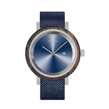 MAX MAX  木頭紋路質感圓弧形表款 藍色 MAS7036-3