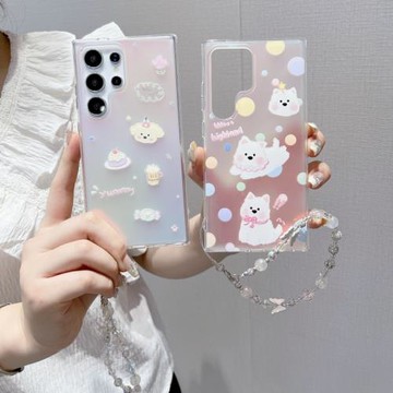 創意卡通可愛波點狗狗適用三星GalaxyS24手機殼S23+/S22Ultra可愛少女A55全包A34/A23A全包防摔14/A50S保護套