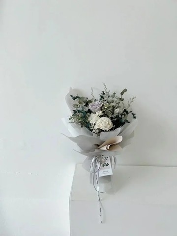 【FLORA FLOWER】韓系乾燥花束-灰白
