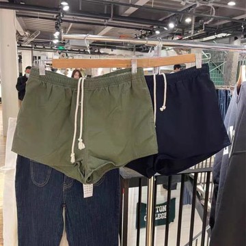Brandy新款美式軍綠色松緊抽繩短褲bm復古純棉休閑運動褲女顯腿長