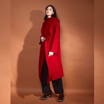 喀什米爾口袋羊絨連帽長版外套(3色)