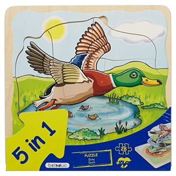 beleduc 多層拼圖 鴨子 Set 5合1木製玩具 28片 4歲以上適用  1組