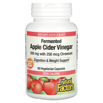 Natural Factors, 發酵蘋果醋，500 毫克，90 粒素食膠囊