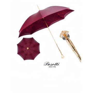 Pasotti雨傘意大利純手工酒紅色蕾絲傘布太陽傘輕奢晴雨傘宮廷風