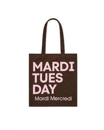 MARDI MERCREDI 印花帆布袋 棕色 經典小雛菊 淺粉花 簡約文字 CANVAS BAG FLOWER DU MARDI