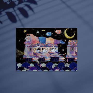 插畫明信片-希望列車