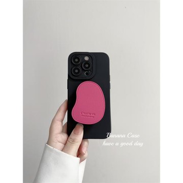 BananaCase小眾ins甜酷辣妹玫粉皮質支架適用蘋果17promax手機殼iPhone14pro黑色磨砂13/15PRO全包防摔16軟殼