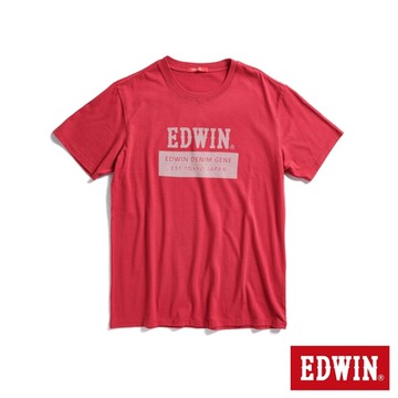 EDWIN 男裝 人氣復刻 斜紋經典LOGO短袖T恤-紅色