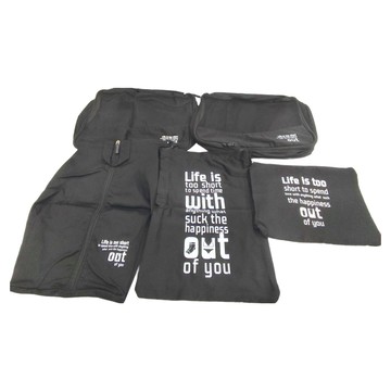 JB Design 可水洗/防潑水衣物收納六件組 (衣物袋 + 內衣收納包 + 束口袋 + 平口袋)  黑色  大中小