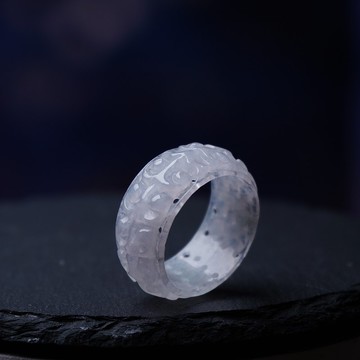 冰種翡翠雕花玉戒 | 國際15.5圍 | 天然緬甸A貨翡翠 | 送禮