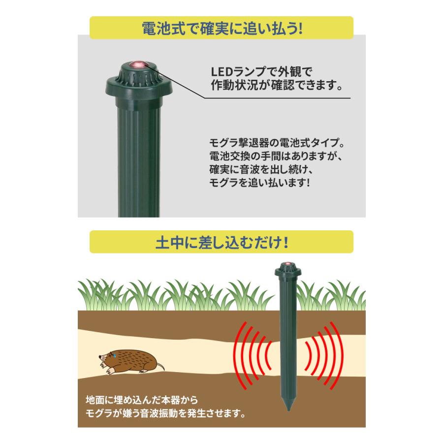 電池式モグラ撃退器 もぐら 防獣用品 害獣対策器 害獣対策器装置 害獣駆除 農業 庭 花壇 音波振動 ガーデニング セーブ