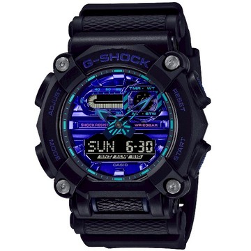 CASIO 卡西歐 GA-900VB-1A / G-SHOCK 虛擬科幻設計雙顯腕錶 / 科幻藍 49.5mm｜樂天全館特惠中★指定刷卡回饋10%