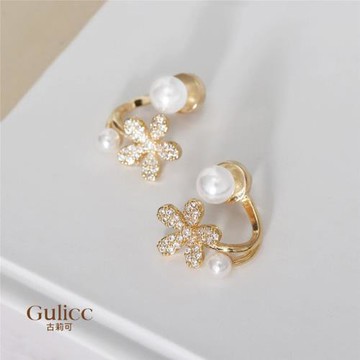 【Gulicc】古莉可 韓版 珍珠 花朵 耳環(飾品 耳飾 耳釘 耳扣 耳環 情人節 母親節 七夕 生日禮物)