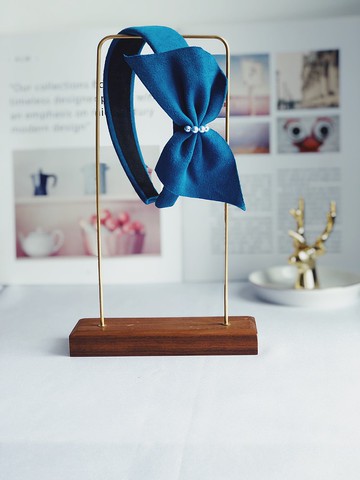 原創深湖藍色蝴蝶結髮箍