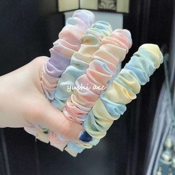 熱銷發箍  發飾 韓國 ins風 褶皺 布藝 彩虹色 發箍 超仙氣質 立體 仙女 發箍 外出 化妝 洗臉 壓發