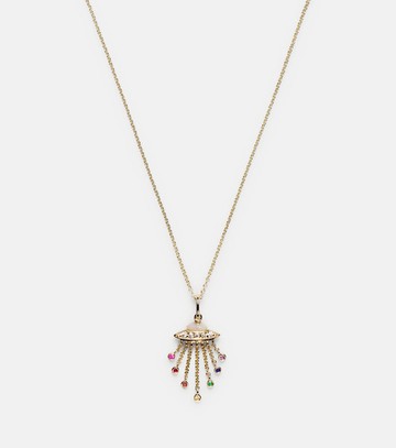 Sydney Evan UFO 14kt gold pendant necklace with diamonds