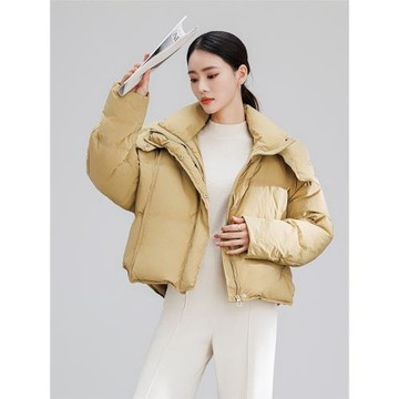 面包服羽絨服韓版2024年秋冬新款立領連帽加厚保暖白鴨絨可拆顯瘦