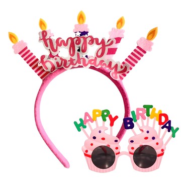 Mii Mii Party 生日派對眼鏡 + 髮箍  粉紅色  1組