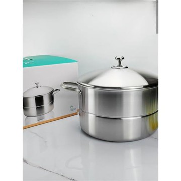 LUCUKU304不銹鋼蒸鍋片篦墊格篦燉煲湯鍋三層鋼食品級電磁爐30cm