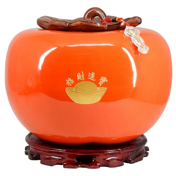 【吉祥開運坊】聚財商品【辦公室招財聖品 柿柿如意聚寶盆特大型 附木底座】開光