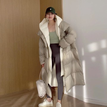 快速出貨/羽絨外套 長大衣 高端加厚保暖羽絨服女中長款新款冬季時尚過膝白鴨絨連帽外套