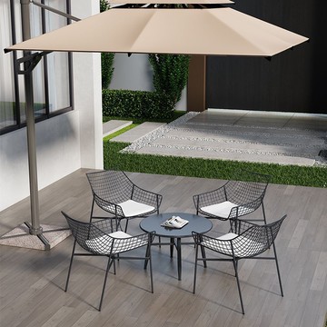 台灣公司貨 免運 戶外休閑桌椅組合鐵藝簡約奶茶庭院陽臺會客露天圓桌網紅鐵藝椅子 快速發貨