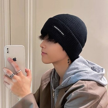 🌈臺灣熱賣🌈韓版毛線帽子男士秋冬季百搭顯臉小保暖防寒包頭護耳針織冷帽ins