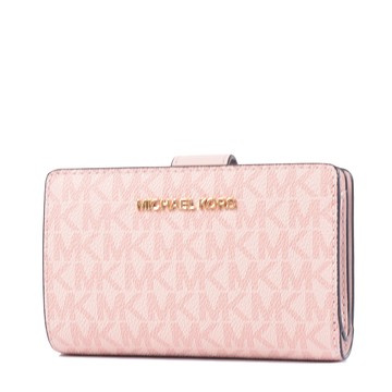 MICHAEL KORS 緹花LOGO防刮釦式中夾-霧粉