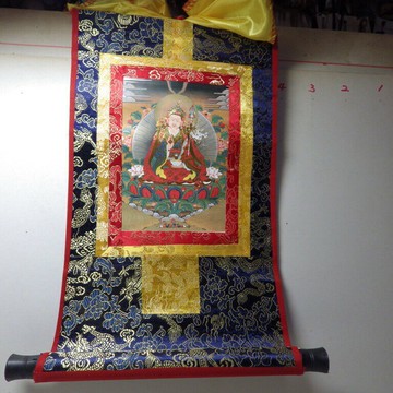 西藏鍍金唐卡蓮花生大師唐卡佛像(20*25公分)